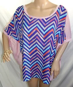 Espresso Women Plus Size 1x 2x 3x Hi Lo Mauve Chevron Tee T Shirt Top Blouse - Picture 1 of 14