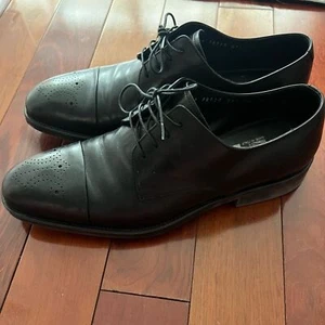 Men’s black Salvatore Ferragamo lace up leather shoes size 10 - Picture 1 of 8