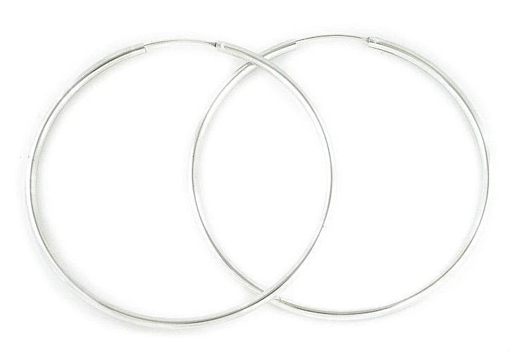 Genuine Sterling Silver 925 Continuous Hoop Earrings 2.5 mm x 80 mm / 3.1 in - Image 1 of 1