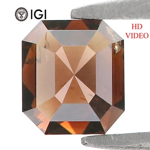 1.10 Ct IGI CERTIFIED Natural Emerald Diamond 5.90 MM Orange Brown Color QL7721 - Picture 1 of 10