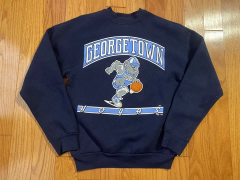 Vintage Georgetown University Hoyas Basketbal 80s Crewneck Sweatshirt Size M Cover