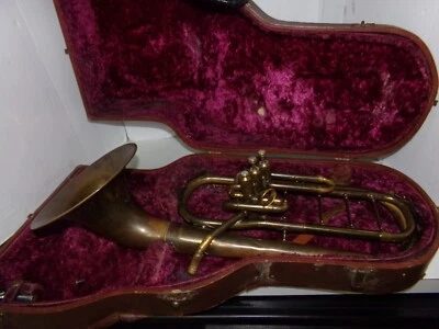 Antiguo/Vintage Años 40 Colegiado Frank Holton Barítono con Estuche Original COMO ESTÁ Foto 1 de 4