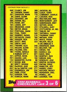 1990 Topps - #376 Checkliste - Bild 1 von 2