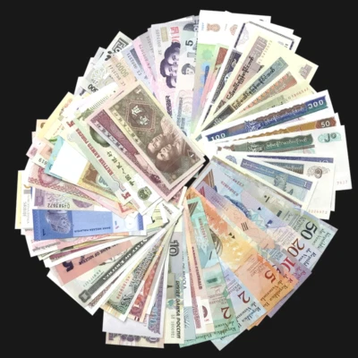 Lote de 100 Billetes Mundiales UNC Diferentes - Mezcla de 50 Países, Sin Certificar Foto 1 de 2