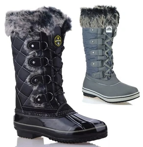 DAMEN WARM WANDERN WASSERDICHT WINTER DAMEN REGENSCHNEE MITTELWADENSTIEFEL GRÖSSE UK - Bild 1 von 5