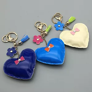 Mujer Charol Corazón Borla Bolso de Mano Llavero Llavero Bolso Accesorios - Imagen 1 de 8