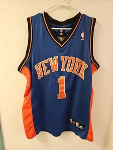 Adidas Authentic New York Knicks NBA Amare Stoudemire #1 Blue Jersey Men 48 Sewn - Picture 1 of 9