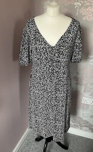 Dorothy Perkins Black and White Summer Print Dress Size 16 Tall - Picture 1 of 7