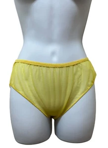 Vintage Retro Yellow Sheer Nylon Gusset Full Brief Panties Size S - Picture 1 of 10