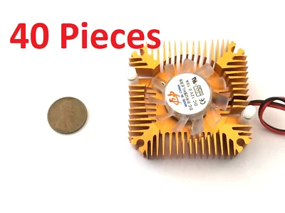 40 Pieces copper 12v 55mm 2PIN Aluminum Cooling Fan Heatsink Cooler VGA CPU A8 - Image 1 of 3