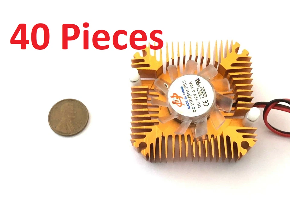 40 Pieces copper 12v 55mm 2PIN Aluminum Cooling Fan Heatsink Cooler VGA CPU A8 - Image 1 of 3