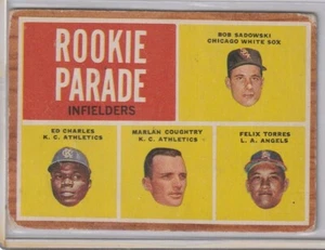 1962 TOPPS HIGH NUMBER SP #595 ROOKIE PARADE CHARLES VINTAGE ANNI 60 VG-VGEX B - Foto 1 di 2
