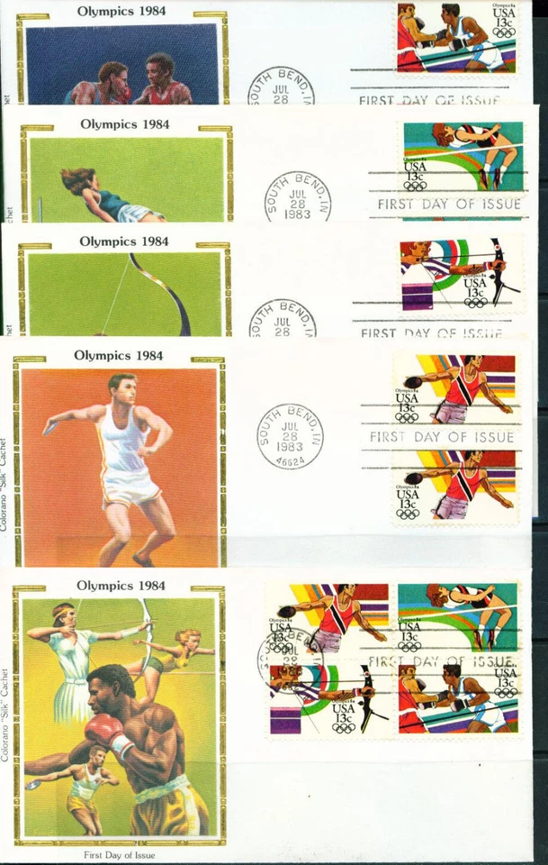 1983 FDC Set of 5 - Scott# 2048-51 - Olympics - Colorano Cachet  UA - Image 1 of 1