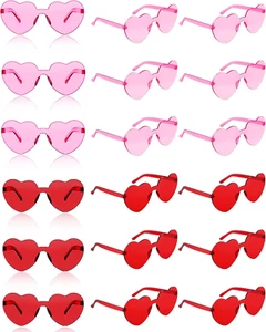 20 Pairs Heart Shaped Sunglasses Rimless Candy Color Glasses for Women Men Party - Picture 1 of 6