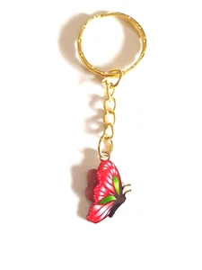 Pretty Red Butterfly Gold Plated Keyring - Picture 1 of 4