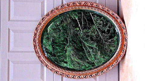 VINTAGE ITALIAN WOOD CARVED ORNATE GILT OVAL FRAME BEVELED GLASS MIRROR 32"H x26 Cover