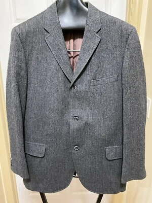 Blazer de lana gris espiga 44 R de 2 rollos y 3 botones vintage de los años 60 sin marca para hombre Foto 1 de 4
