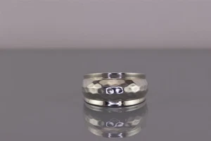 Sterling Silber gewölbter Hammer strukturierter konischer Rand Bandring 925 Gr: 8 - Bild 1 von 8