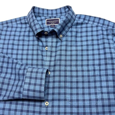 Camisa Charles Tyrwhitt Para Hombres XL Azul A Cuadros Sin Hierro Calce Ajustado Botones Preppy Foto 1 de 4