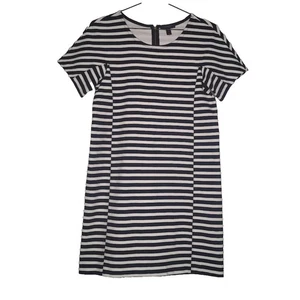 J Crew Shift Dress Small Navy White Stripe Short Sleeve Stretch Classic Preloved - Picture 1 of 12