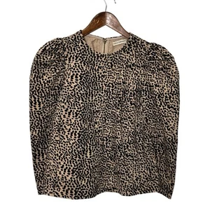 Blusa Ulla Johnson Finn Top Estampado Leopardo Manga Larga Algodón Mujer’s Talla 4 - Imagen 1 de 11