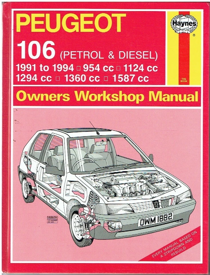 PEUGEOT 106 1.0 1.1 1.3 1.4 1.6 PETROL 1991-94 WORKSHOP MANUAL *VGC HARDBACK* - Image 1 of 1