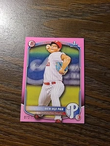 2025 Bowman Baseball Wen-Hui Pan Pink Paper Parallel /175 1st Bowman Phillies - Bild 1 von 2