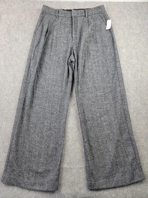 GAP Pants Womens 12 365 High Rise Trouser Gray Herringbone Wide Leg Pleated NWT - Image 1 of 4