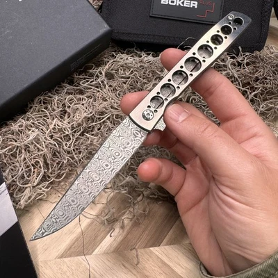 Boker Plus Urban Trapper Damasteel 3.5″ Damascus Blade / Titanium Frame Lock Fol - Image 1 of 4