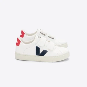 Veja Kids Esplar Leather Strap White and Navy Sneakers Unisex 12.5 - Picture 1 of 9
