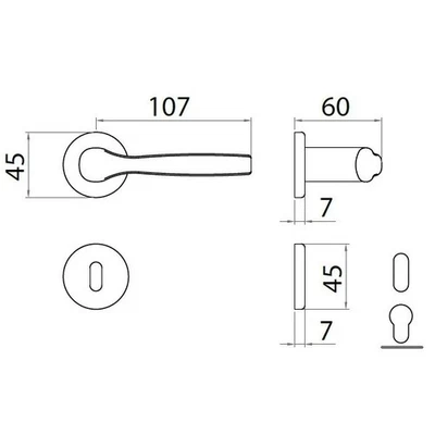 MANIGLIA GPB GABRY RBY YALE ALLUMINIO ARGENTO (F1) - Immagine 1 di 4