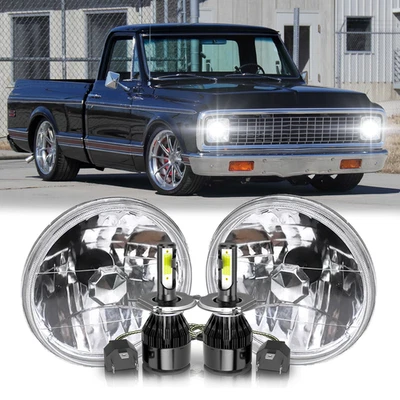 For Chevrolet Chevy Nova 1963-1978 Pair 7" inch Round LED Headlight Hi/Lo Beam - Image 1 of 4