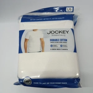 Jockey Essentials Herren weiß Rundhalsausschnitt T-Shirts Größe L Large ohne Etikett 3er Pack - Bild 1 von 5
