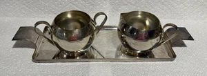 Art Deco Trent Silver on Copper Heavy Tray Creamer & Sugar Bowl Coffee Tea Set - Picture 1 of 16
