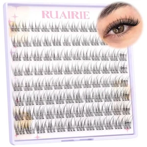 96 Stück Wispy Cluster Lashes D Curl 9-11 mm Klar Band Wimpernverlängerung Natur  - Bild 1 von 6