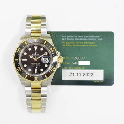 2022 Rolex Sea-Dweller 126603, 43mm, Steel & Gold, Black Dial, Oyster Bracele... - Image 1 of 4