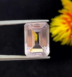 Loose Gemstones 9.00 Ct Certified Natural Light Pink Morganite Emerald Shape  - Imagen 1 de 5
