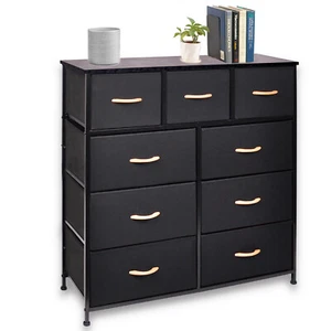 Dresser 9 Drawers Bedroom Furniture Storage Chest Organizer Closet Cabinet Black - Picture 1 of 10