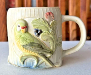 Vintage Stoneware 3D Raised Relief Bird Takahashi San Francisco Coffee Tea Mug - Picture 1 of 10