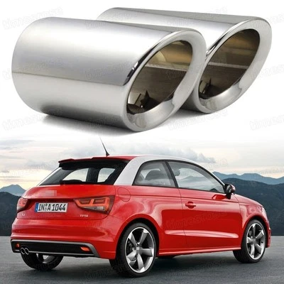 Tubo de escape silenciador plateado 2 piezas tubo de escape punta tubo de escape para Audi A1 2011-2014 12 13 Foto 1 de 4