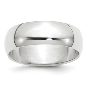 10K Solid White Gold 7mm Half Round Classic Wedding Ring - Picture 1 of 132