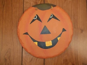 Wall Hanging Slate Pumpkin Halloween Decor Jack O Lantern 9" diameter - Picture 1 of 3