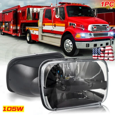 适用于纯银卡车 LT950 DOT 5x7' 7x6 商用卡车 LED 车头灯 Hi/Lo Halo — 第 1/4 张图片