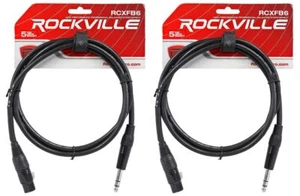 2 Rockville RCXFB6B Black 6' Female REAN XLR to 1/4'' TRS Balanced Cables OFC - Picture 1 of 2