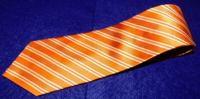 MEN'S STAFFORD ORANGE/WHITE STRIPED TIE - TIES - NECK TIES - DESIGNER TIES. Foto 1 de 3
