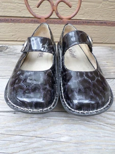 Alegria Paloma Black Animal Print PAL-411 Mary Jane Shoes Women's 36 / 6-6.5 - Picture 1 of 6