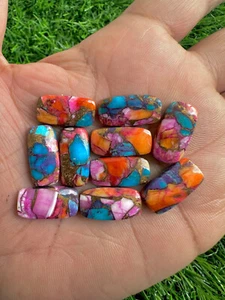 10Pcs Natural Pink Copper Turquoise cabochon Cushion Loose Gemstone 10x20MM - Picture 1 of 4