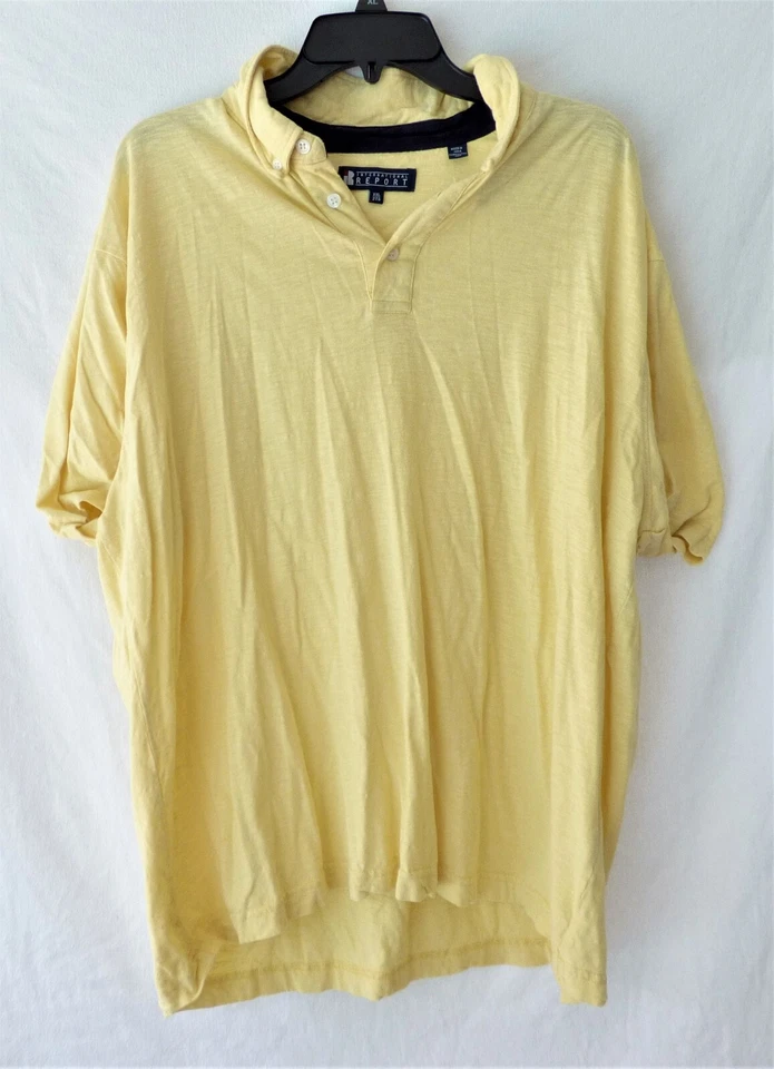 International Report Mens Size XXL Yellow Short Sleeve Polo shirt 2XL 1/4 Button - Image 1 of 3