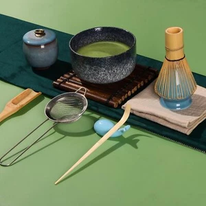 Matcha Tea Set 9 Pcs, Japanese Traditional Bowl, Bamboo Whisk (Chasen), Scoop... - Picture 1 of 6
