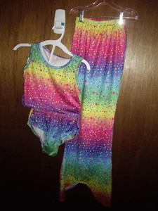 EUC Girls Size 140 8-10 3pc Swimsuit Bikini Tankini Midi Top Fish Tail Coverup - Picture 1 of 4